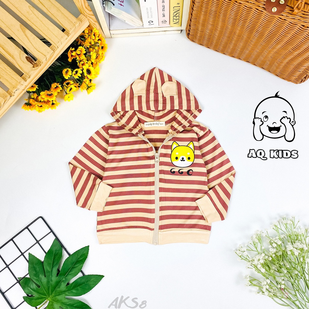 [BÉ 7-27kg] Áo Khoác Thun Lạnh Cho Bé Vải Sọc Visco Size Nhí, Hàng Chính Hãng Minlybaby -  AKS8
