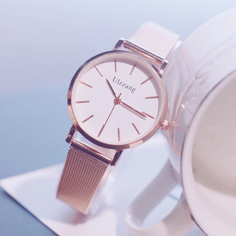 [ xả kho ] Đồng hồ nữ Ulzzang 5027 dây thép lưới mặt tròn số vạch