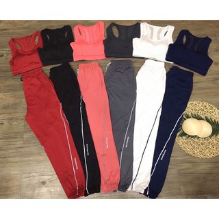 Bộ tập Gym yoga nữ - Bộ tập Jogger Sport Running bra lưới sườn