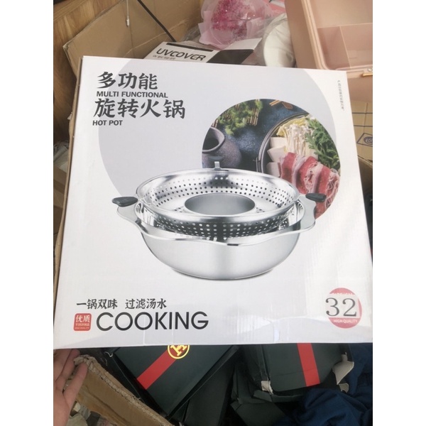 Nồi lẩu xoay inox đa năng tiện dụng cho mọi nhà.