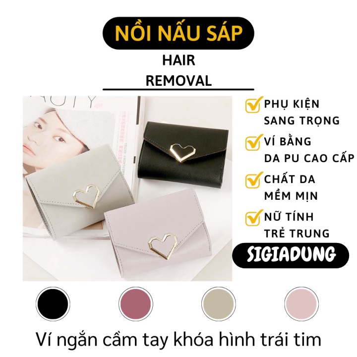 [SGD] Ví Nữ Mini - Bóp Nữ Cầm Tay Da Mềm Mại, Nhỏ Gọn Dễ Dàng Bỏ Túi Khóa Trái Tim 9132