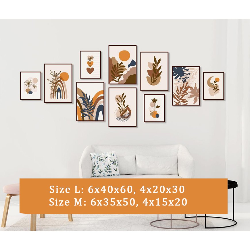 SET 10 TRANH TREO TƯỜNG PHÒNG KHÁCH - 🔥TIỆM TRANH 91🔥 - TRANH CANVAS Bắc Âu, tranh trang trí decor, tặng kèm đinh treo