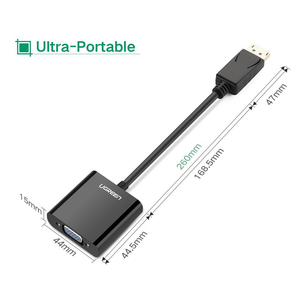 Cáp chuyển Displayport to VGA hỗ trợ Full HD1080P Ugreen 20415