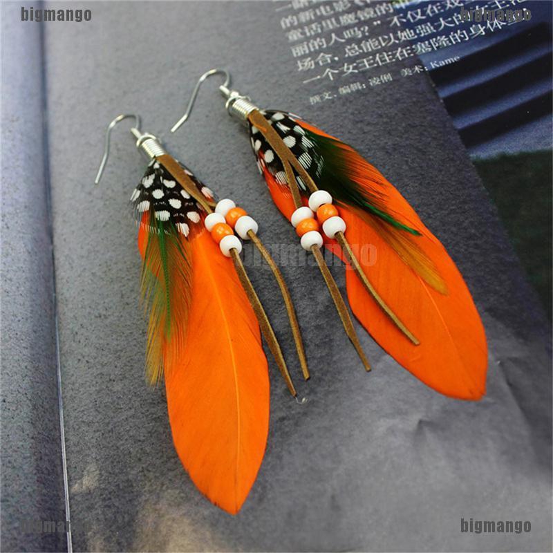 Bông tai lông vũ thời trang nhiều màu tùy chọn