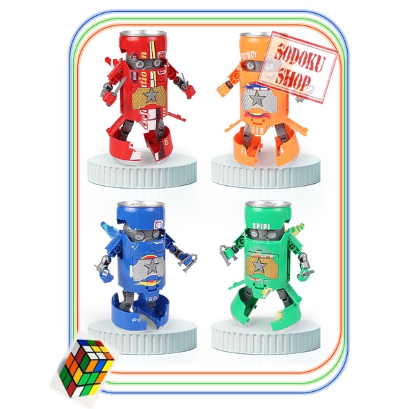 Đồ Chơi Robot Biến Hình Lon Nước, Đồ Chơi Siêu Nhân Lon Nước, Đồ Chơi Lắp Ráp Cho Bé 02136
