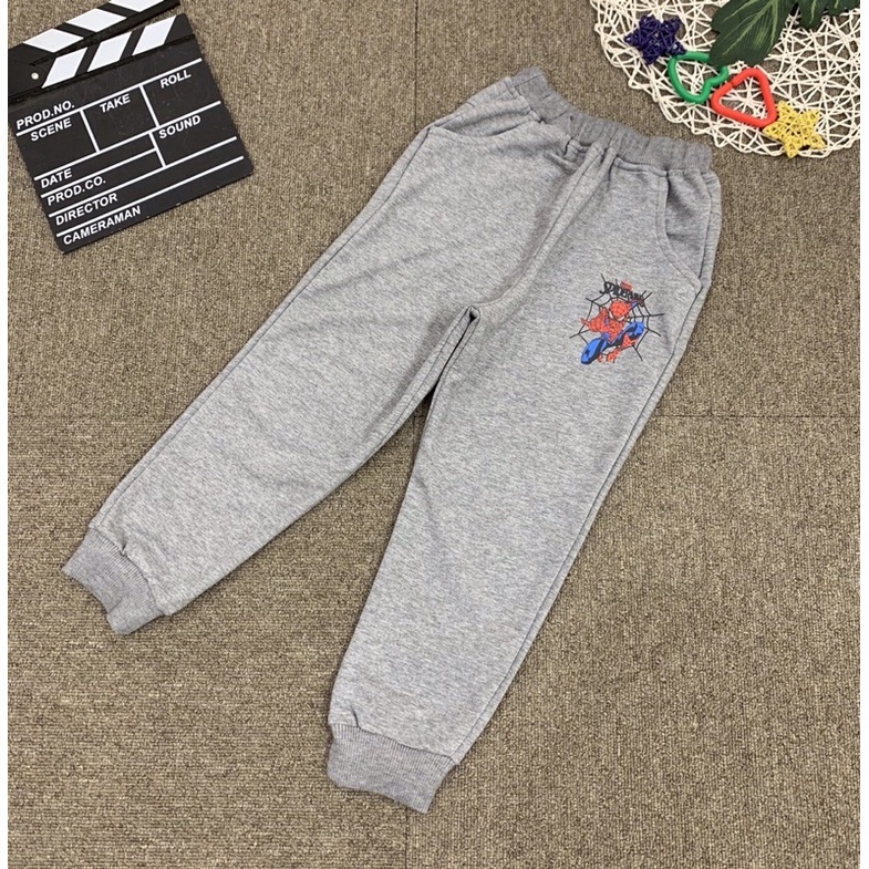 Quần nỉ da cá bé trai cao cấp, quần nỉ nhện cho bé trai, quần người nhện thu đông 2021