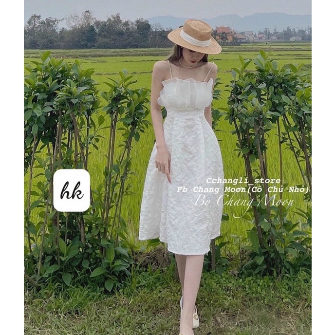 ĐẦM DỰ TIỆC VẢI XỐP PHỐI VOAN