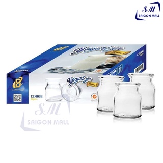 Bộ 12 hủ thủy tinh làm YAOURT 100ml kiểu dáng truyền thống