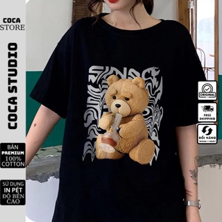 Áo thun Mikenco Gấu nam nữ in hình 5D, áo phông unisex mikenco tay lỡ cotton 100% - COCA Studio