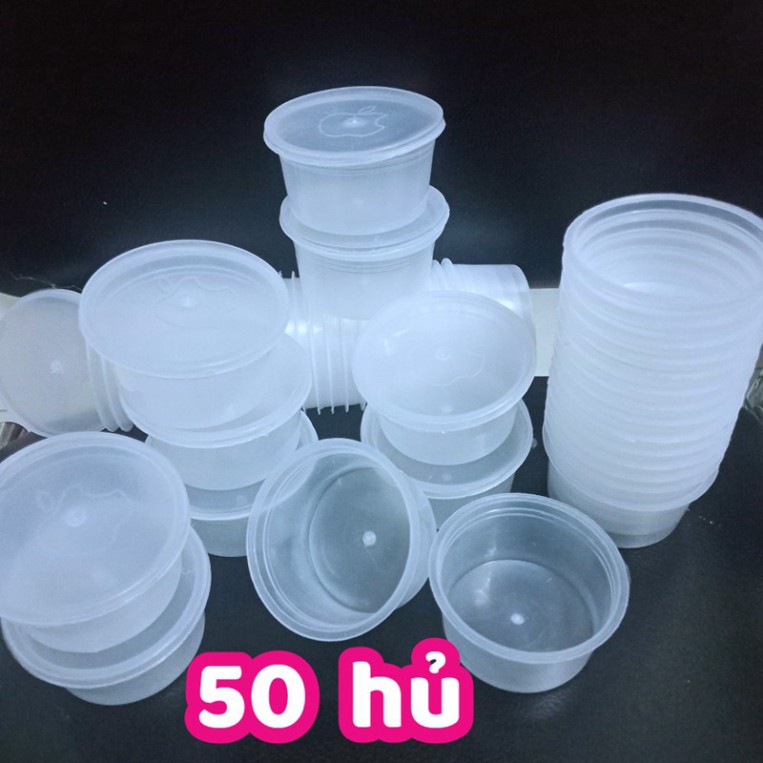 Sỉ 50 Cốc Nhựa Làm Caramen, Sữa Chua Có Nắp Loại to 100ml