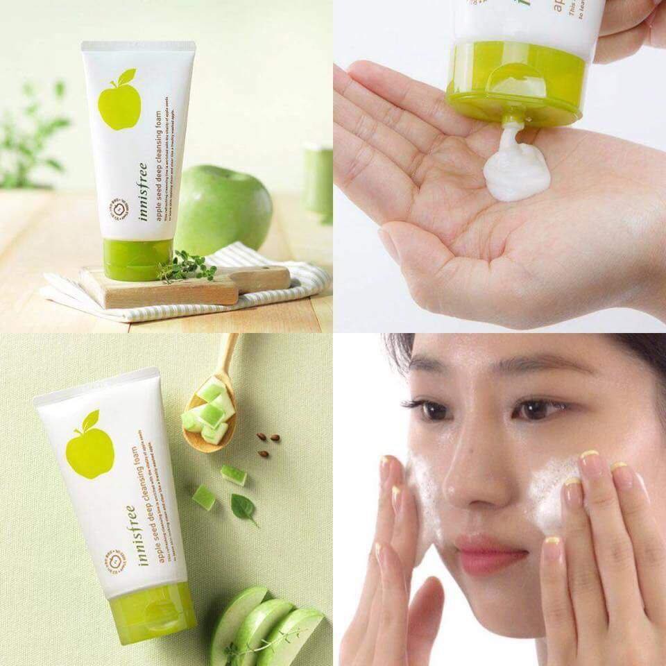 : Sữa rửa mặt táo xanh Innisfree Apple Juicy Deep Cleansing Foam chính hãng 100%