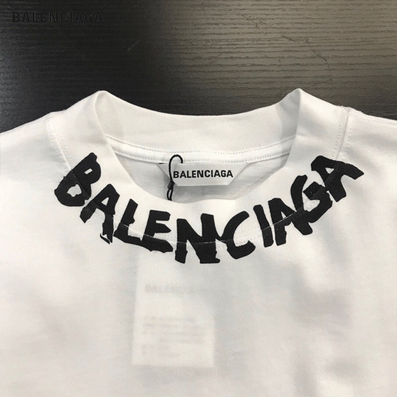 Áo Thun Balenciaga 100% Chính Hãng Tay Ngắn Cổ Tròn In Chữ Thời Trang Cho Nam Và Nữ