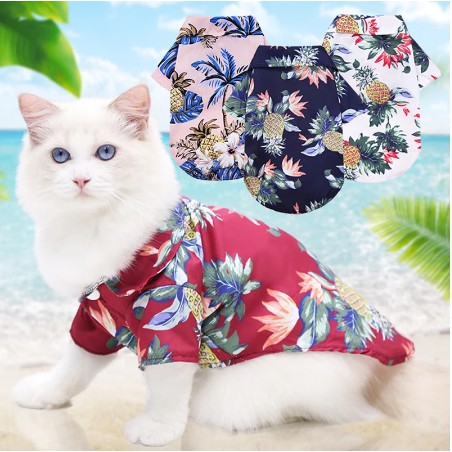 ✷Áo sơ mi cho chó quần mùa hè đi biển vest thú cưng hoa T-shirt Hawaii lớn con mèo nhỏ Chihuahua làm mới