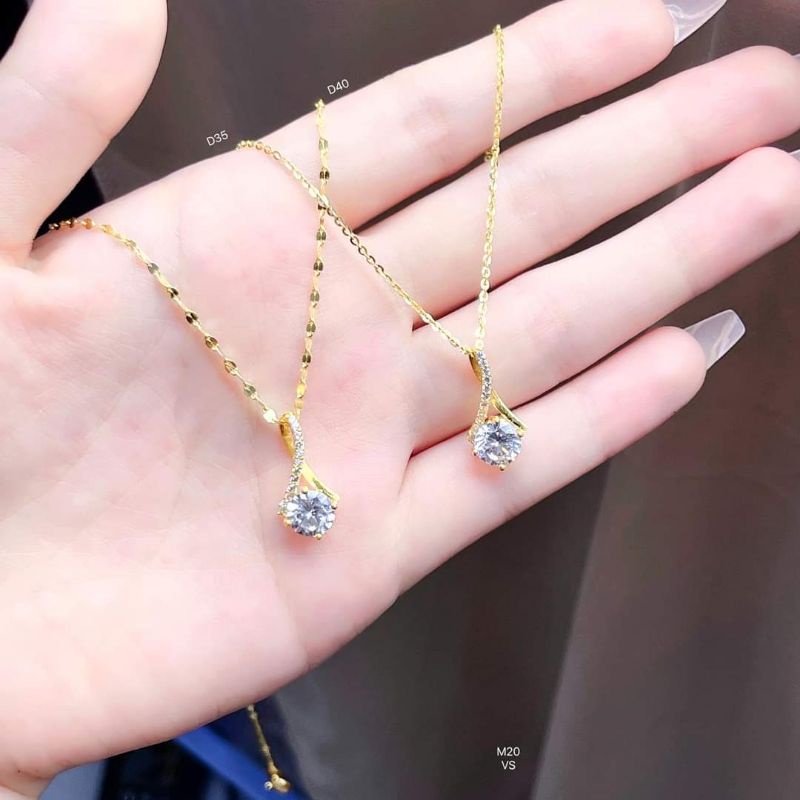 DÂY CHUYỀN LÁ ME MẶT ĐÁ VÀNG