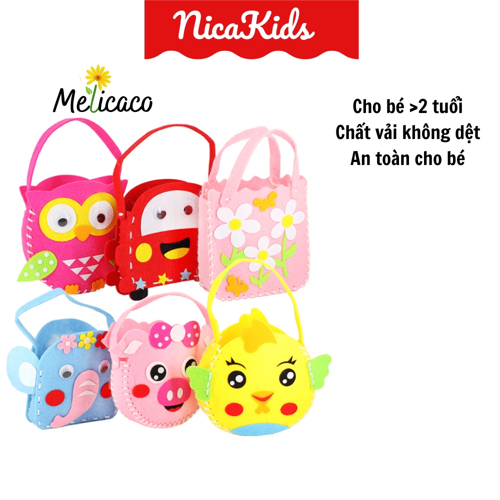 Túi xách cho bé, nguyên liệu đầy đủ làm túi xách tay thủ công Melicaco