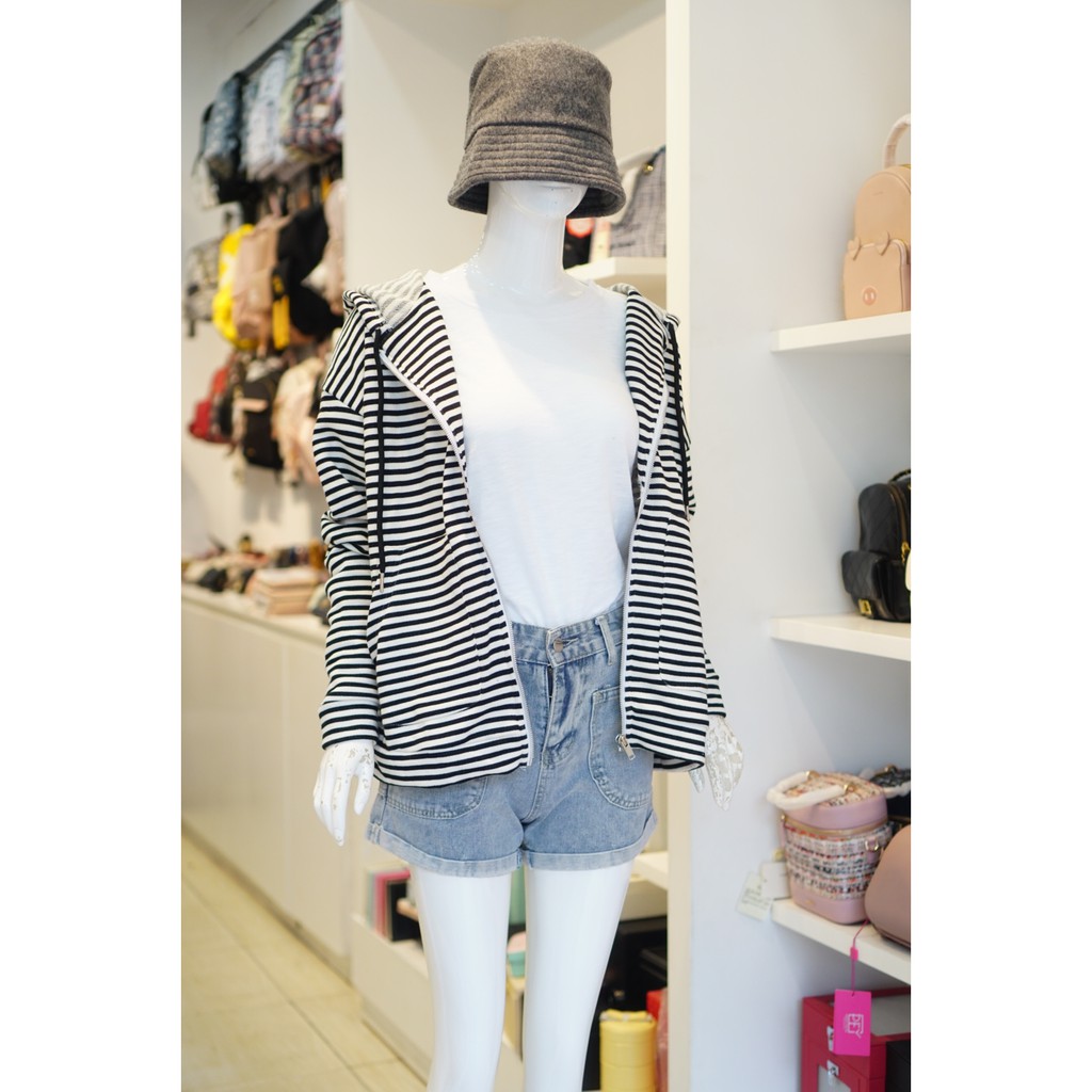 Áo Khoác Thun Menina Sọc 074 Đen | BigBuy360 - bigbuy360.vn