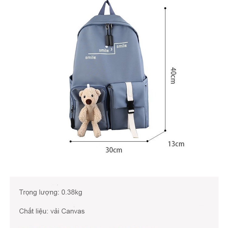 Ba lô ulzzang màu trơn phong cách đơn giản, cặp đi học cho học sinh sinh viên thời trang unisex R5513