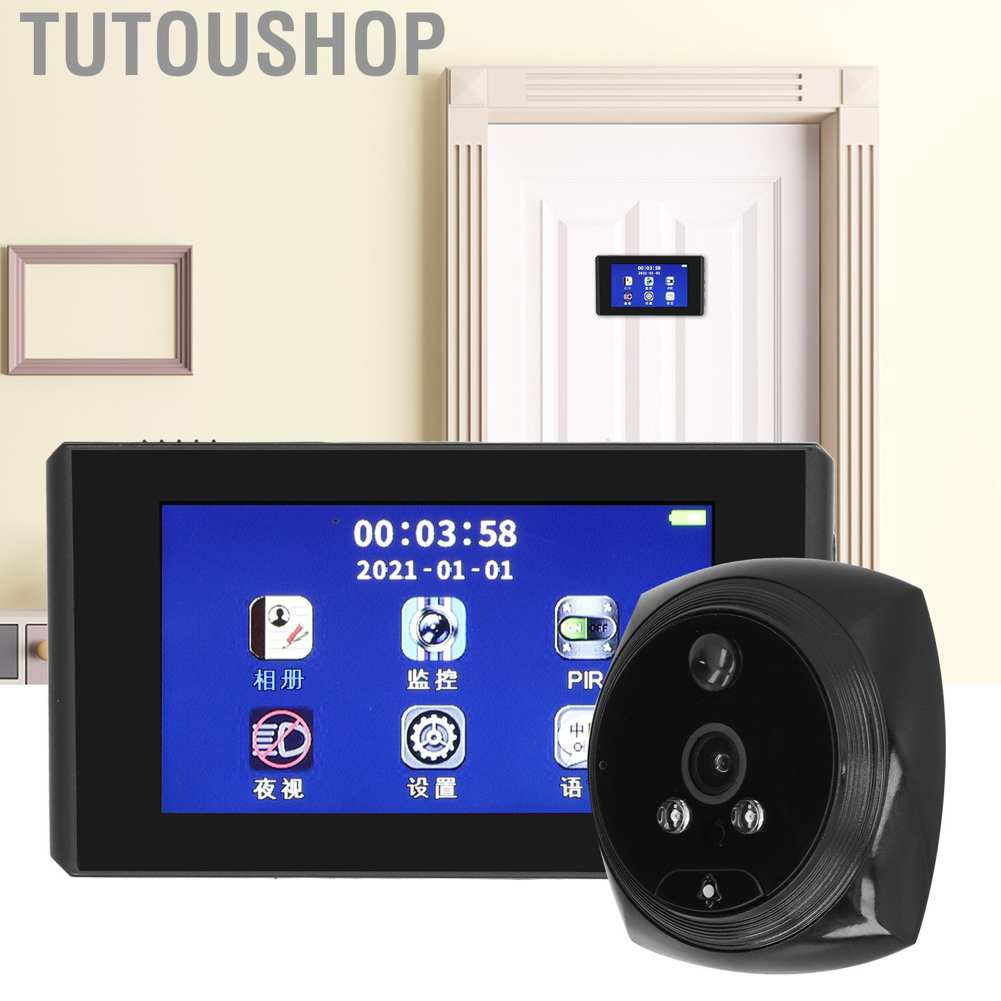 Tutoushop Digital Door Viewer Night Vision Motion Detection Video Camera Electronic Doorbell with 4.3in Indoor Display