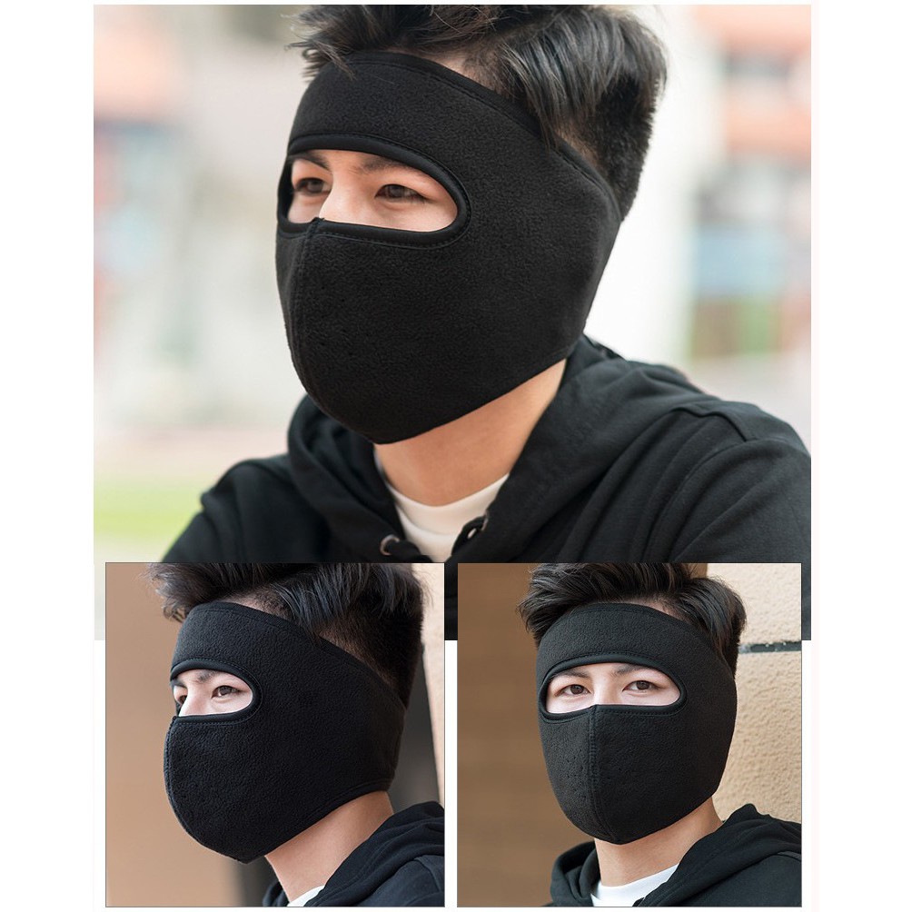 Khẩu trang ninja vải nỉ bông dán gáy, che kín tai chống nắng 2020 - khau trang ni