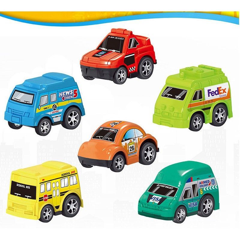 Bộ 6 xe ô tô mini chạy đà khác nhau xinh xắn cho bé