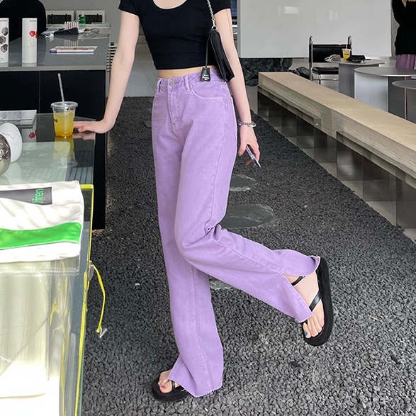 Quần jean SUXI lưng cao ống rộng thời trang xuân hè cá tính dành cho nữ