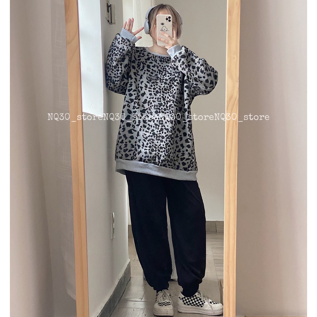 Áo Sweater NQ30 Nỉ Bông Hoạ Tiết Da Báo Nam Nữ Unisex | BigBuy360 - bigbuy360.vn