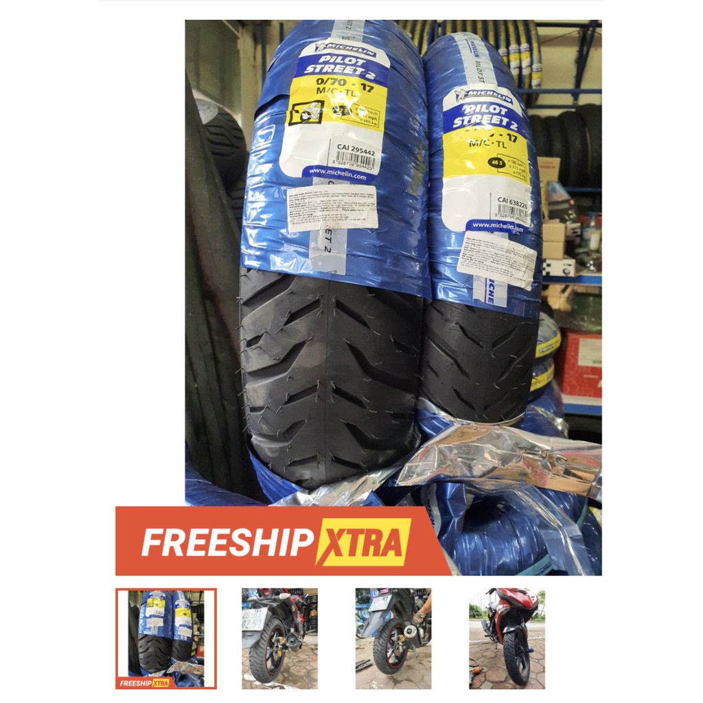 Cặp lốp/vỏ Michelin Pilot street 2 cho Exciter 150 (trước 80 sau 130)