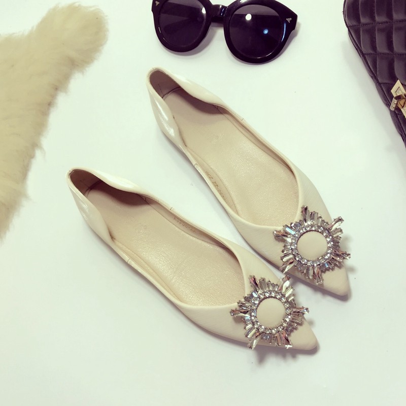 Giày Búp Bê Da Mềm Đế Bằng Đính Khóa Tròn Thời Trang Mùa Hè Cho Nữ