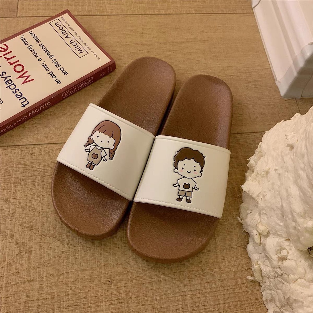Dép quai ngang cao su hình Cô bé Cậu bé