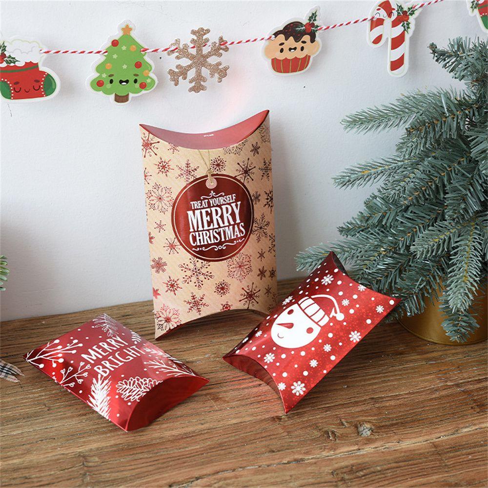 Hộp Đựng Kẹo Hình Gối Màu Đỏ Dùng Trang Trí Tiệc Giáng Sinh Năm Mới