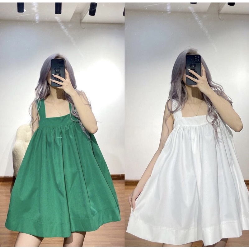 Váy Hai Dây, Váy Babydoll Hai Dây Dáng Xoè Bồng Bềnh Form Rộng Đi Biển Phong Cách Hàn Quốc - Kola Dress