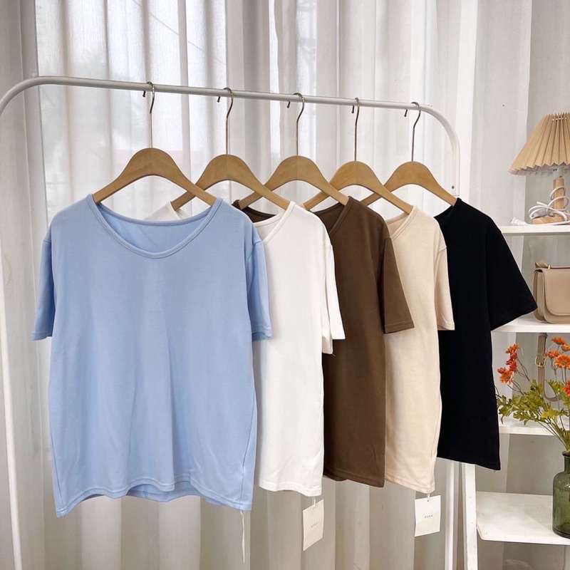 Áo phông trơn cổ tim