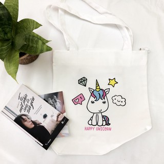 [Korea Style] ~ SO HOT ~Túi Tote Trắng Kỳ Lân Unicorn Cực Đáng Yêu