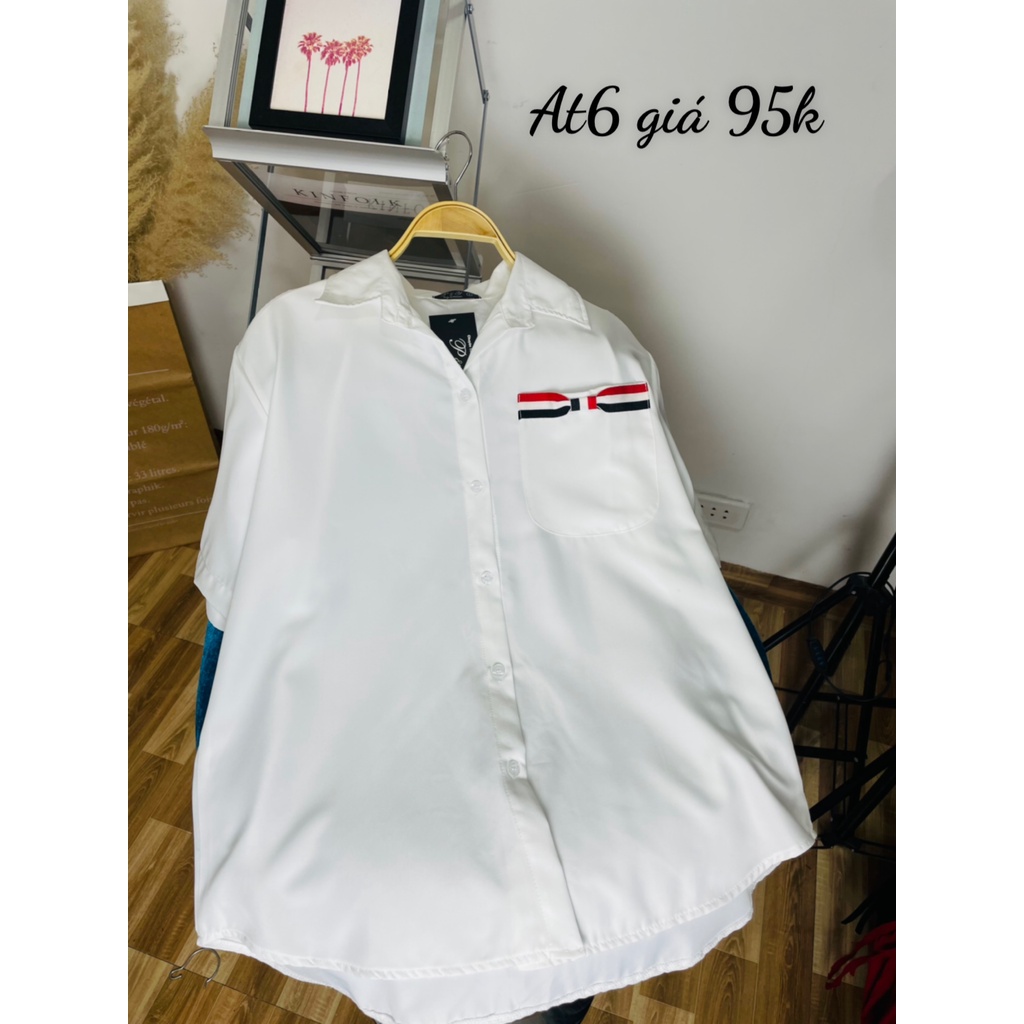 SƠ MI NỮ TAY NGẮN BIGSIZE HÀNG HOT TREND,SƠ MI PHOM RỘNG CHẤT MÃ LỤA MÃ AT6