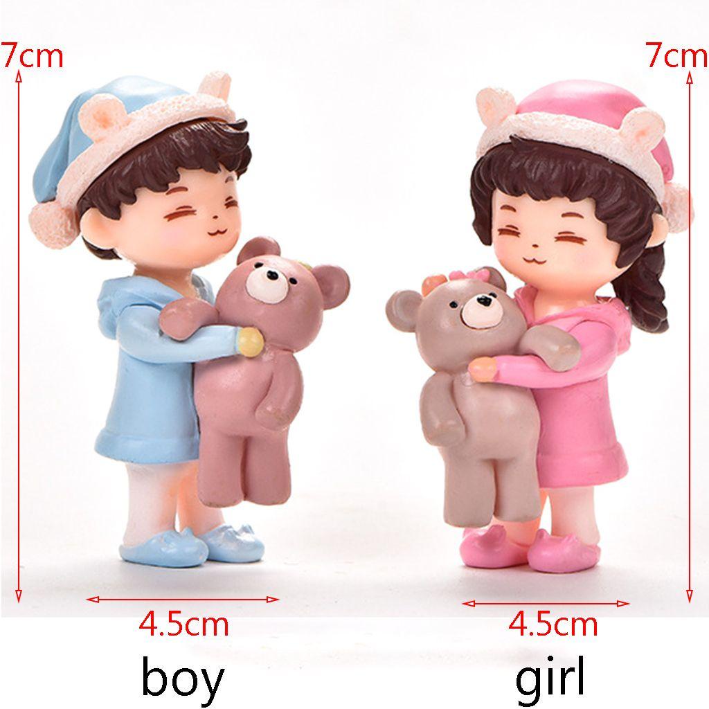 IVORY Mô Hình Cặp Đôi Gấu Bằng Nhựa Resin Dễ Thương Dùng Trang Trí Bánh Kem DIY