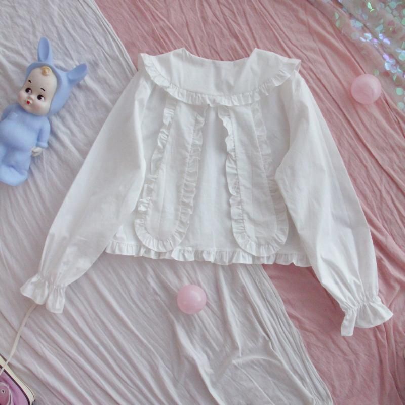Áo sơ mi crotop tai thỏ dài tay 100% ảnh thật
