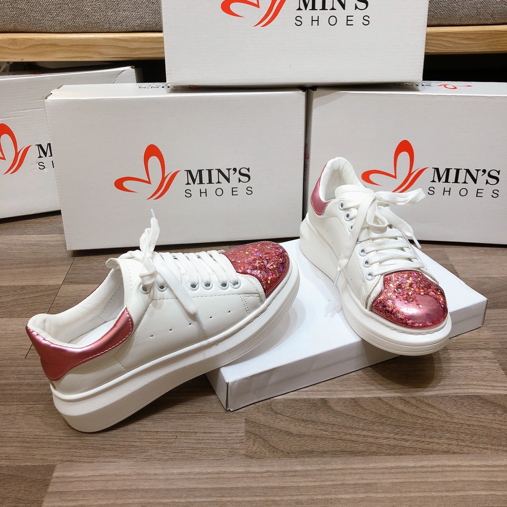Min's Shoes - Sneakers Nữ TT66 Trắng gót hồng