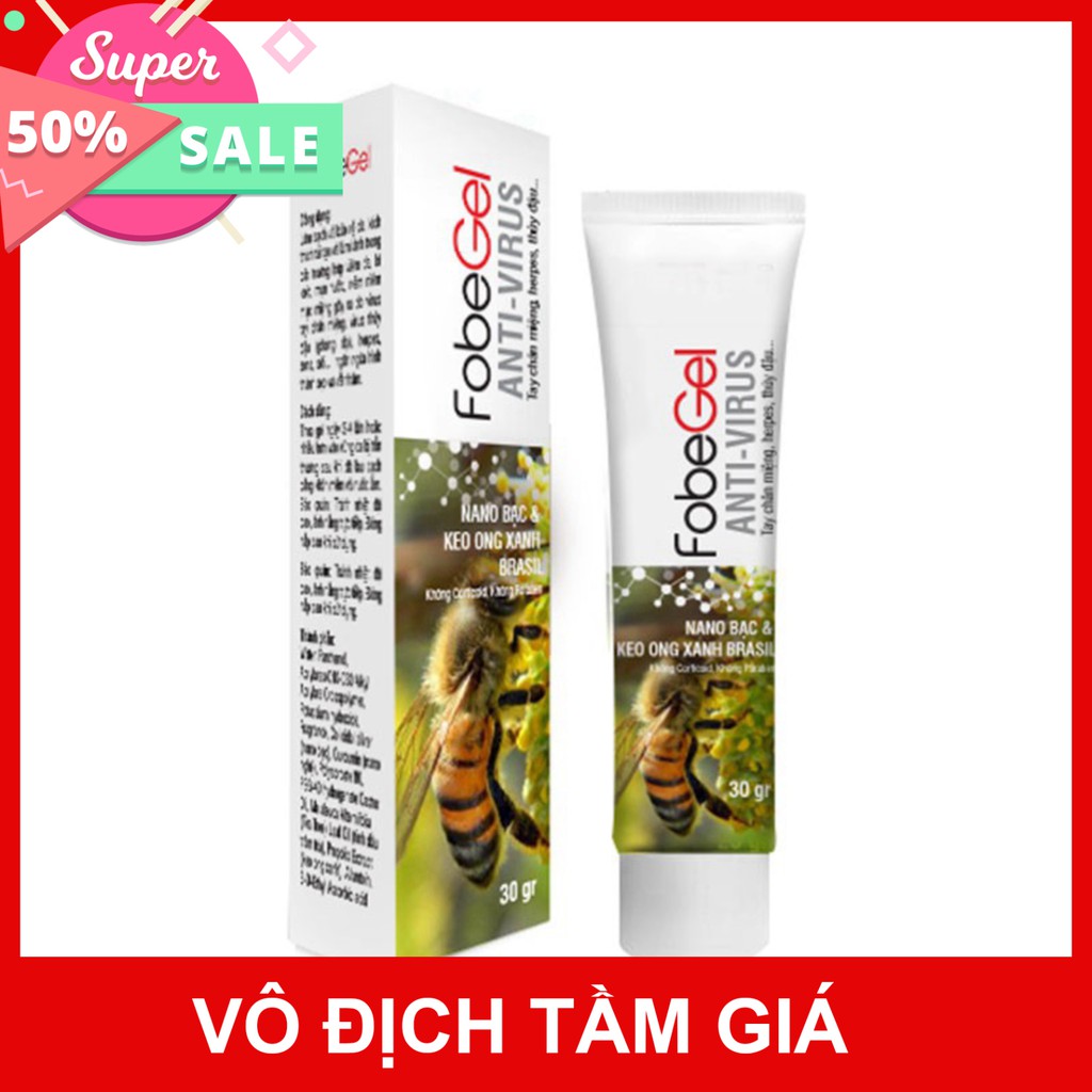 Fobe Gel – Anti virus, Hỗ trợ làm lành da do thủy đậu,chân tay miệng, zona (Tuýp 30gr)