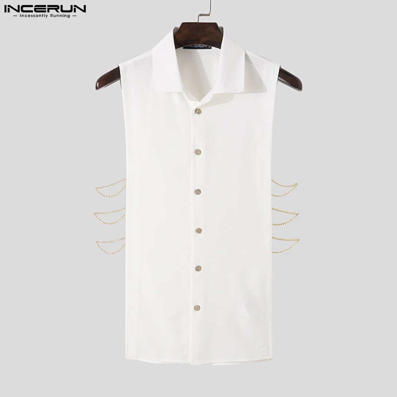 INCERUN Áo Sơ Mi Khoét Lỗ Thời Trang Dành Cho Nam