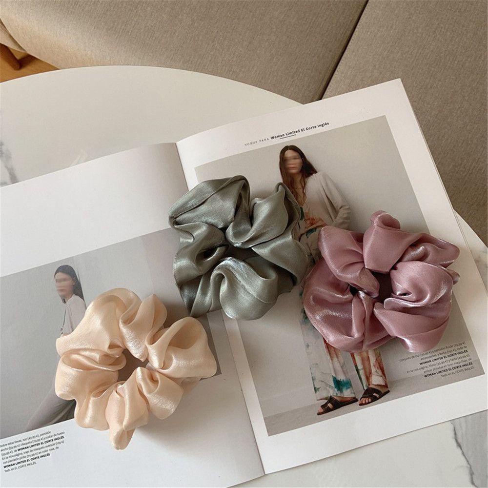 ZAIJIE24 Dây Buộc Tóc Đuôi Ngựa Bằng Lụa Satin Co Giãn Cho Nữ