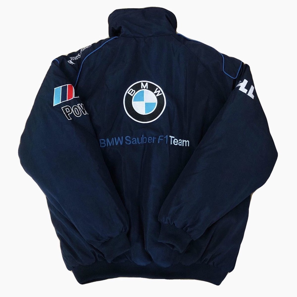 Áo Khoác Đệm Cotton Thêu Họa Tiết Xe Đua BMW Thời Trang Thu Đông Cho Nam