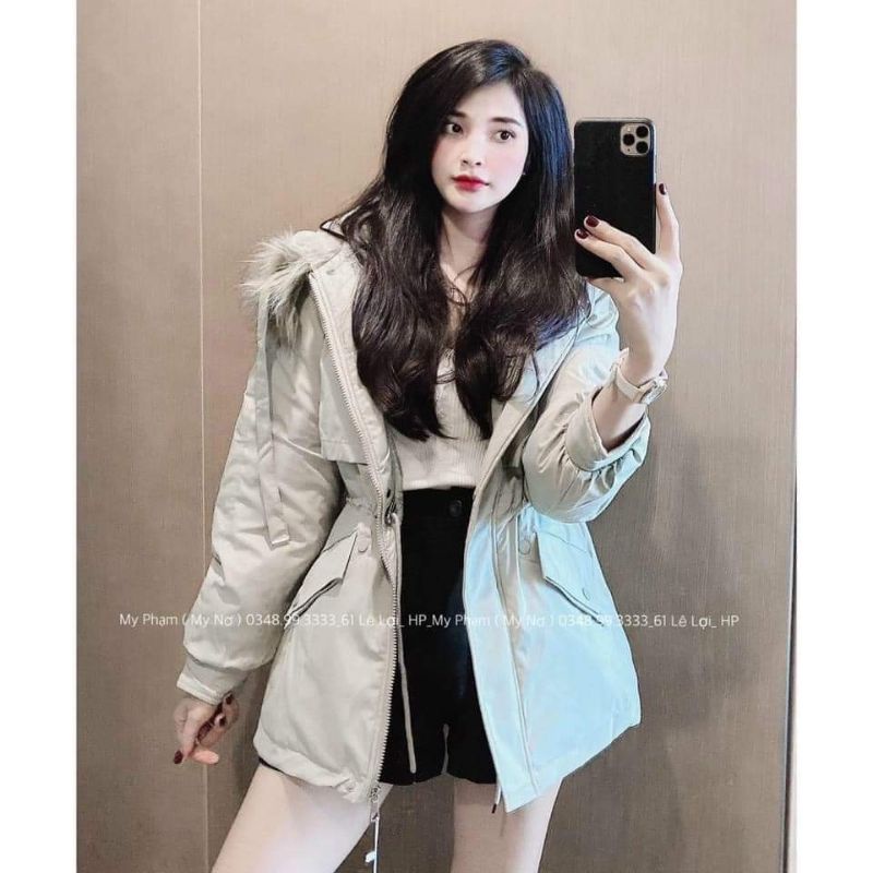 Áo khoác parka nữ mũ lông ms380