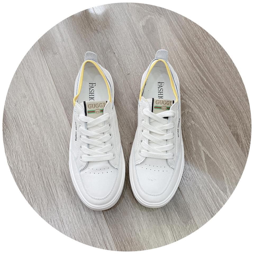 [Mã FATHANG5 giảm 10K đơn 50K] Giày Thể Thao Trắng Cổ Chun Len Vàng | BigBuy360 - bigbuy360.vn