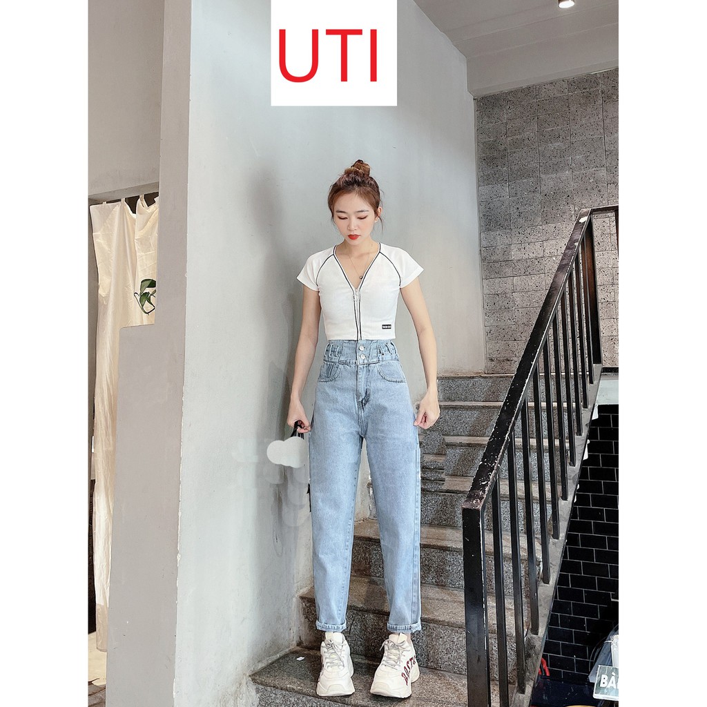 [ NY64 ] QUẦN BAGGY JEAN NỮ LƯNG CAO 6 DÂY ĐAN DỌC LAI CUỐN MÀU XANH NHẠT CAO CẤP UTI ĐỦ SIZE S, M, L SIÊU HOT HIT, CHẤT