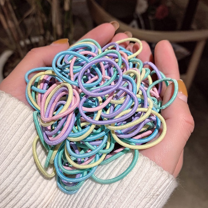 Set 100 chun buộc tóc sắc màu vòng nhỏ xinh xắn cho bé Hadyykids H.CH02