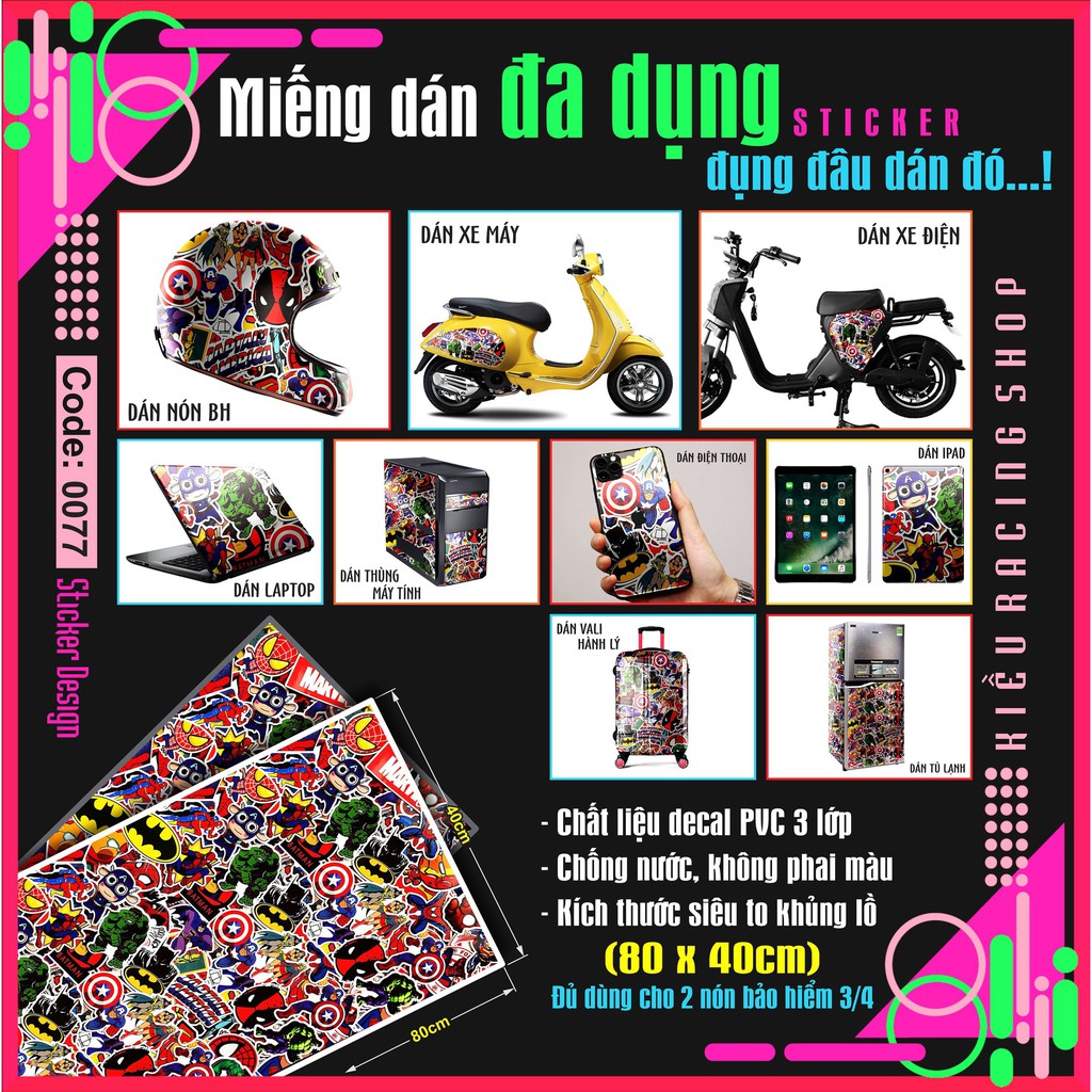 STICKER TEM DÁN ĐA DỤNG, DÁN XE, NÓN BẢO HIỂM, TỦ LẠNH, VALI, ĐIỆN THOẠI ...