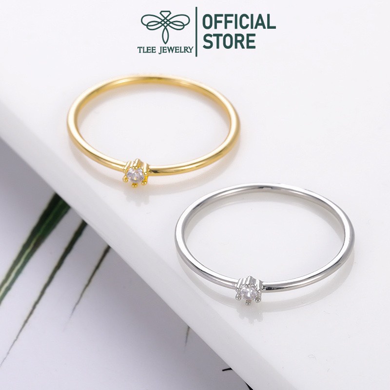 Nhẫn bac nữ TLEE sáu chấu mini viền trơn cao cấp TleeJewelry A0170