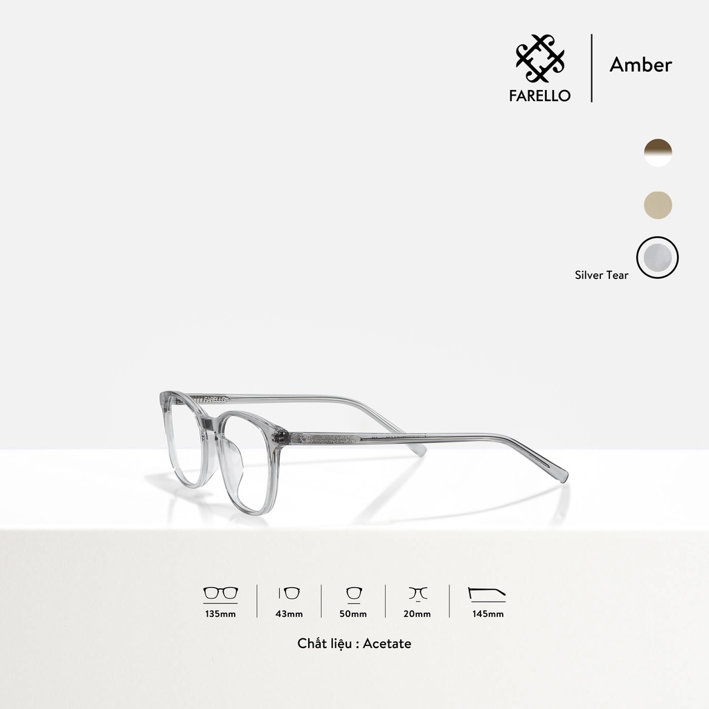 Gọng kính nam nữ cao cấp FARELLO Amber mắt tròn Acetate bền dẻo thiết kế hiện đại
