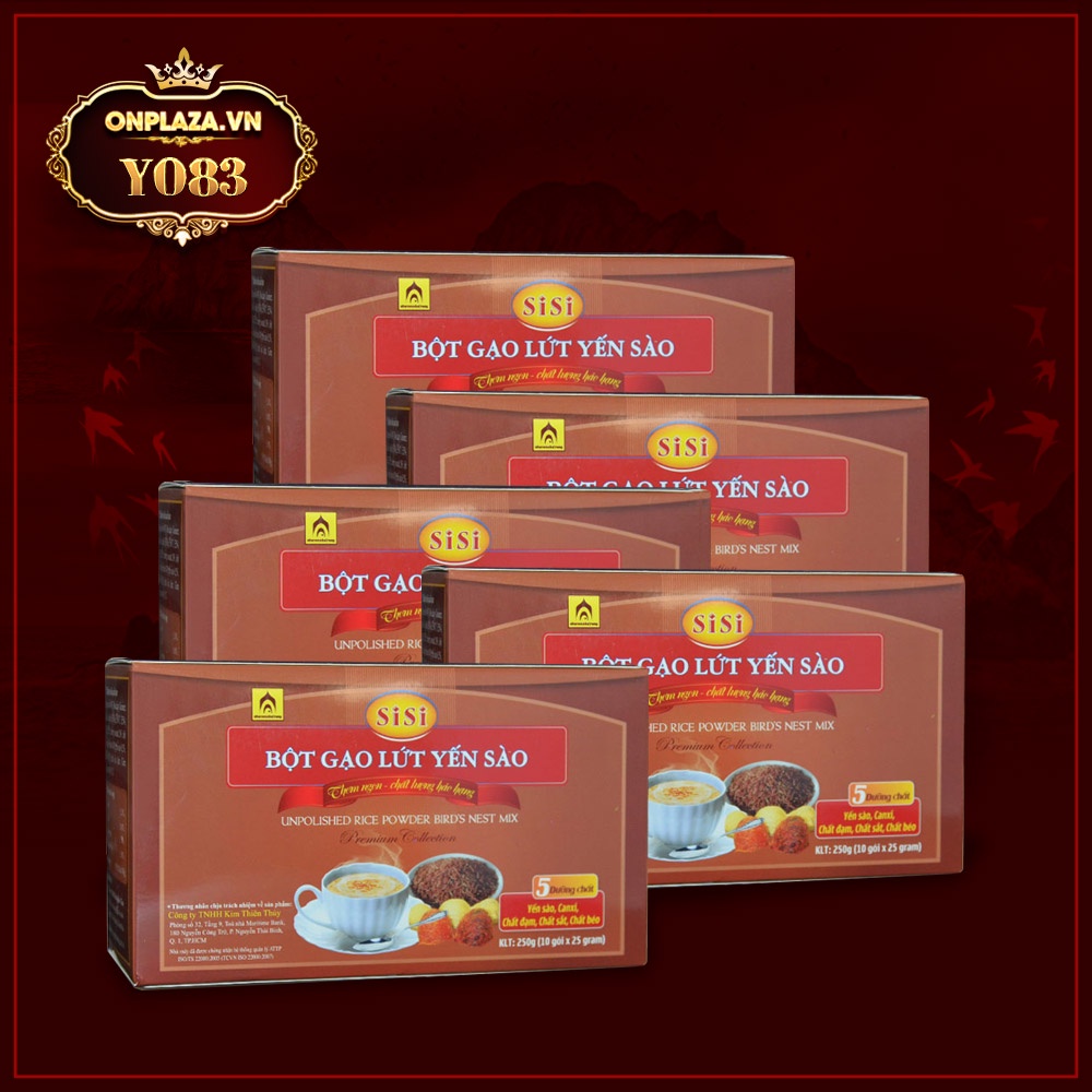 Combo 5 hộp Bột gạo lứt yến sào SiSi Yến Sào Khánh Hòa hộp 250g Hộp 10 Gói