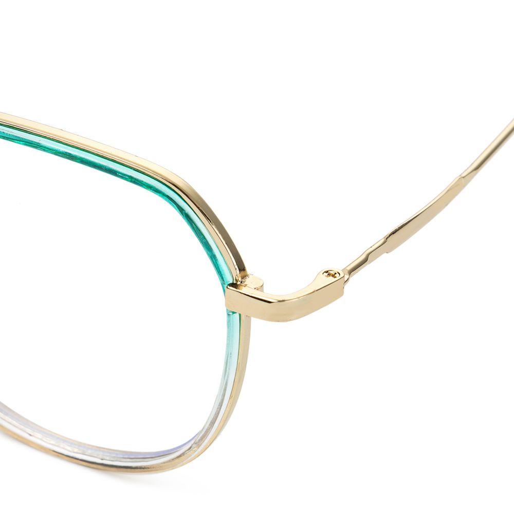 Kính Mát Gọng Kim Loại Siêu Nhẹ Chống Tia UV Màu Xanh Dương Cho Nữ